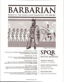  ٹٸ: θ vs.  ص ׽  SPQR Ʋ  Barbarian: Rome vs. The Gauls and Samnites, 315-200 BC – SPQR Battle Module